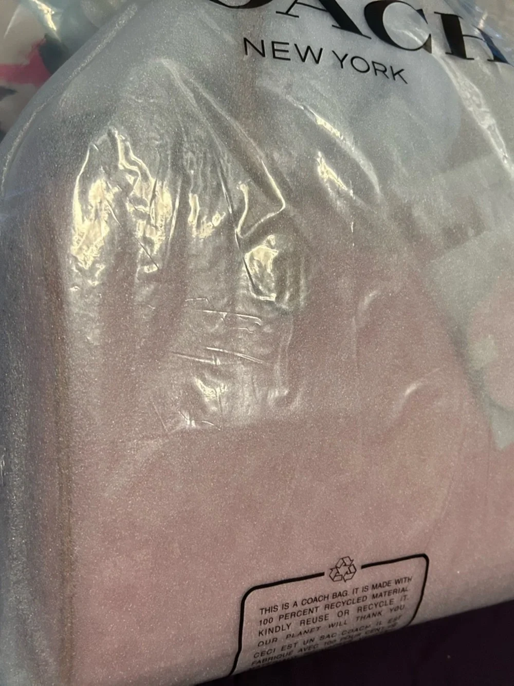 Coach Powder Pink Signature Rowan Satchel with Tan Handles and Gold Hardware - Picture 4 of 5